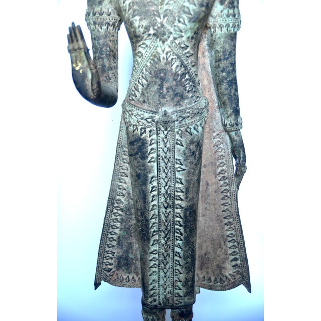 16thC. Thai Ayutthaya Bronze Standing Buddha 45" For Sale In Los Angeles - Image 6 of 8
