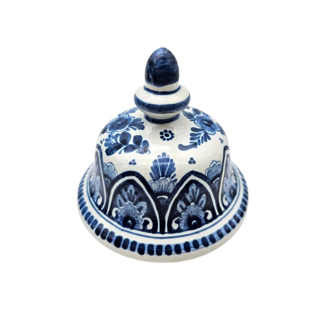 Hand Painted Oud Delft Blue White Lidded Ginger Jar Vase 14.5" Hand Painted Dutch Faience For Sale - Image 10 of 13