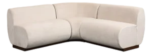 3-Piece Dining Banquette With Rounded Corner in Ivory Velvet