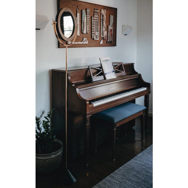 Large Carl Auböck #4959 Brass and Walnut Floor Mirror. Designed in the 1950s, this incredibly refined and sculptural free-...