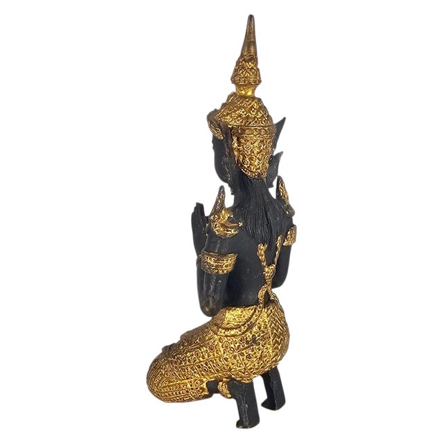 Mid-20th Century Thai Thepanom Cast Bronze Kneeling Guardian Figure 7.25" For Sale In San Francisco - Image 6 of 11