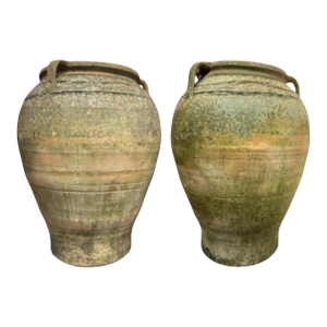 Late 19th Century Pair of Mediterranean Terracotta Olive Jars