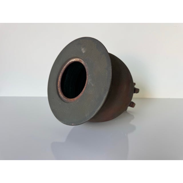 Ceramic 1980s Vintage Raku Studio Pottery Vase With Sculptural Footed Base – Unsigned For Sale - Image 7 of 10