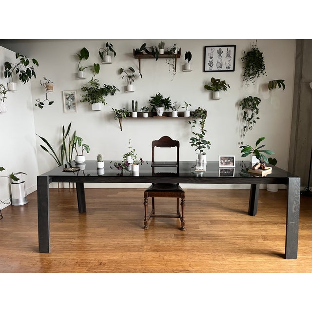 Dark Gray Handmade European Solid Wood Dining Table For Sale - Image 8 of 8