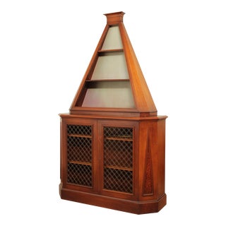 Hollywood Regency Vintage Custom Mahogany Pyramid Etagere Bookcase For Sale