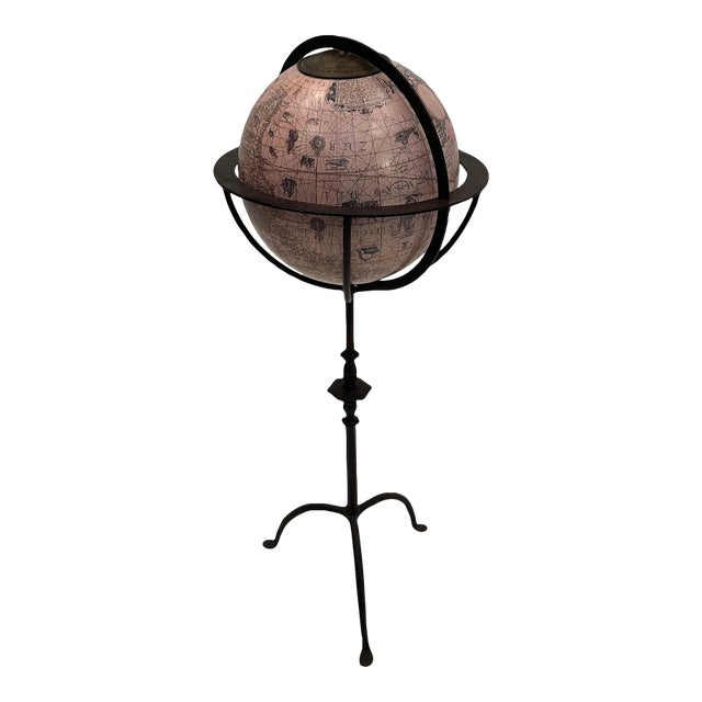 Freestanding Globe on Wrought Iron Base For Sale