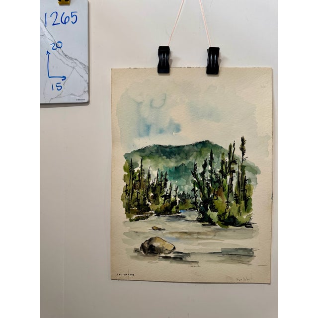 Paper Henry Emil Salloch Original Watercolor on Paper Lac Ste Anne, Alberta, Canada. 1950. For Sale - Image 7 of 7