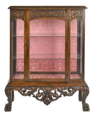 Showcase on Legs in Carved Wood