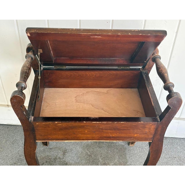 1930s Velvet-Top Wood Storage Stool For Sale - Image 6 of 9