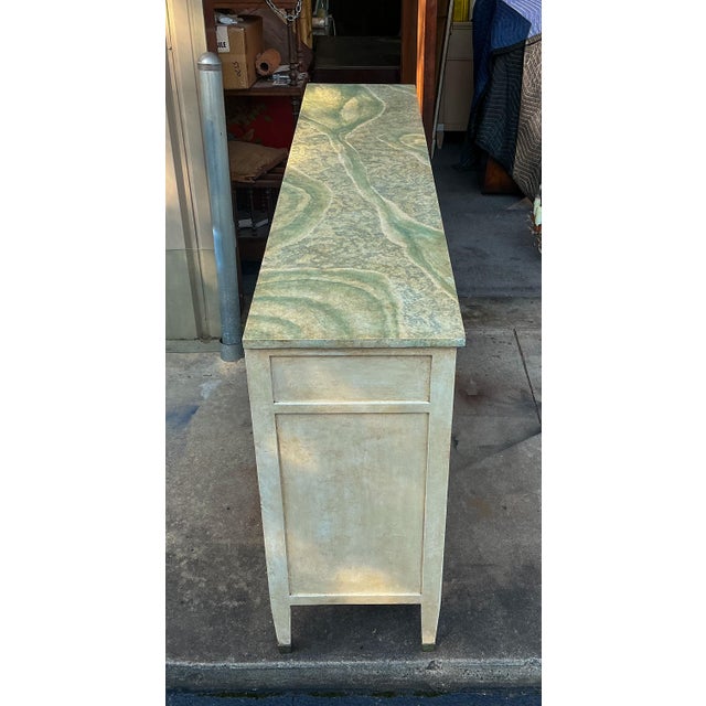 Mid-Century Italian Painted Credenza Sideboard Faux Marble Top With French Neo-Classical Styling For Sale - Image 4 of 12
