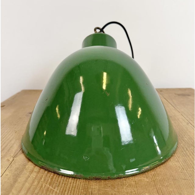 Industrial Green Enamel Factory Pendant Lamp, 1960s For Sale - Image 15 of 17