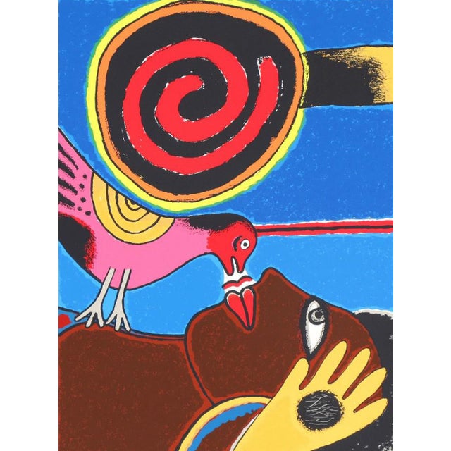 Corneille, Composition with Woman and Bird, 2002, Lithograph For Sale