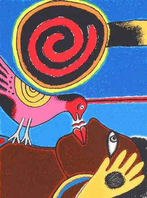 Corneille, Composition with Woman and Bird, 2002, Lithograph