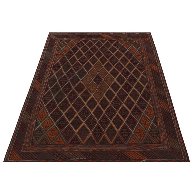Traditional Rug & Kilim’s Mashwani Afghan Tribal Rug in Burgundy With Diamond Patterns For Sale - Image 3 of 6