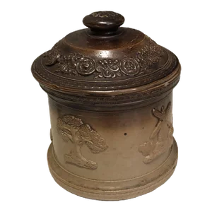 Mid 19th Century Doulton Stoneware Hunting Ware Lidded Pot