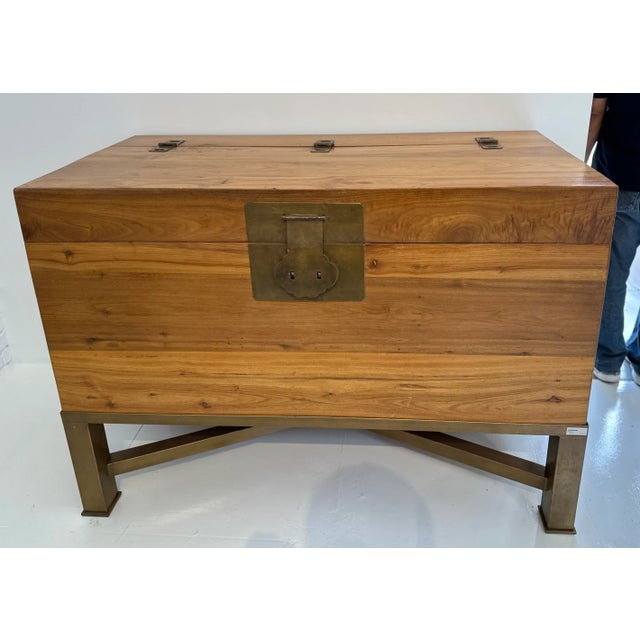 Huge Mid 20th Century Modern Chinese Blanket Chest Trunk on Stand For Sale - Image 4 of 6