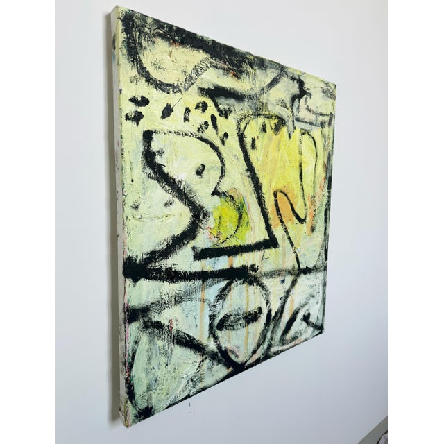 This painting combines organic shapes with gestural brushwork that suggests the human form. Executed in oil on canvas, it...