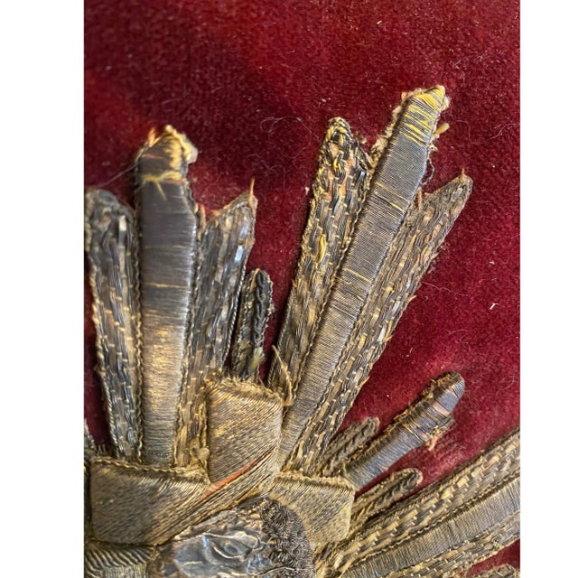 19th-Century Ecclesiastical Velvet Pillow With Agnus Dei Bullion Embroidery For Sale - Image 16 of 18