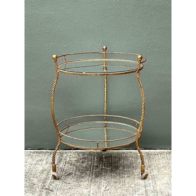 Mid 20th Century Vintage Regency Gilt Twisted Bar Cart For Sale - Image 12 of 12
