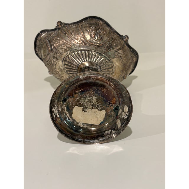Antique Barbour International Silver-Plated Repousse Pedestal Compote Centerpiece For Sale - Image 11 of 13