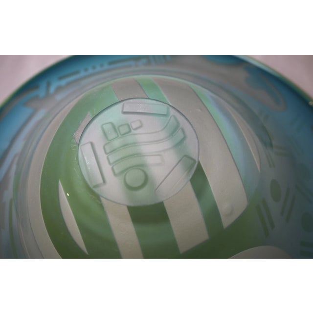 Vintage 87 Blown James Parsons Relief Art Deco Art Studio Glass Centerpiece Bowl For Sale - Image 10 of 12
