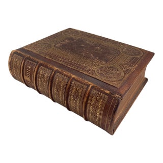 1859 Holy Bible Leather Bound & Gilt Edge For Sale