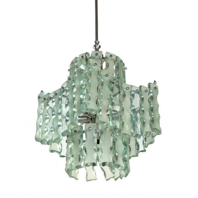 Metal Vintage Murano Chandelier attributed to Fontana Arte, 1960s For Sale - Image 7 of 8