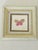 Original abstract art on paper Pink Butterfly in white gold frame.
