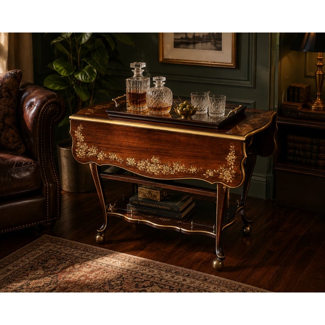 A rare and in pristine condition Butler's Cart from Union National Furniture Company. The glossy Mahogany and cherry wood...
