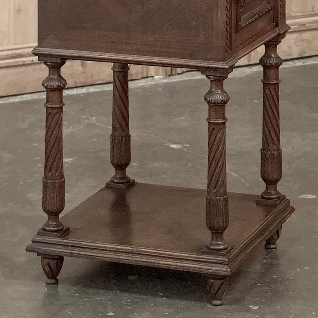 19th Century French Louis XVI Walnut Marble Top Nightstand For Sale - Image 10 of 16