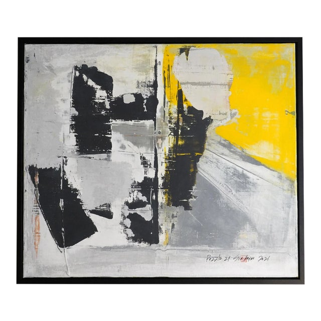 "Puzzle 21" Contemporary Abstract Acrylic Painting, Framed For Sale