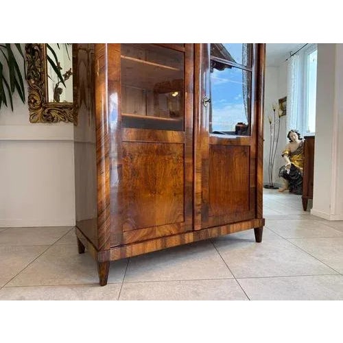 Antique Biedermeier Display Cabinet in Walnut For Sale - Image 8 of 10