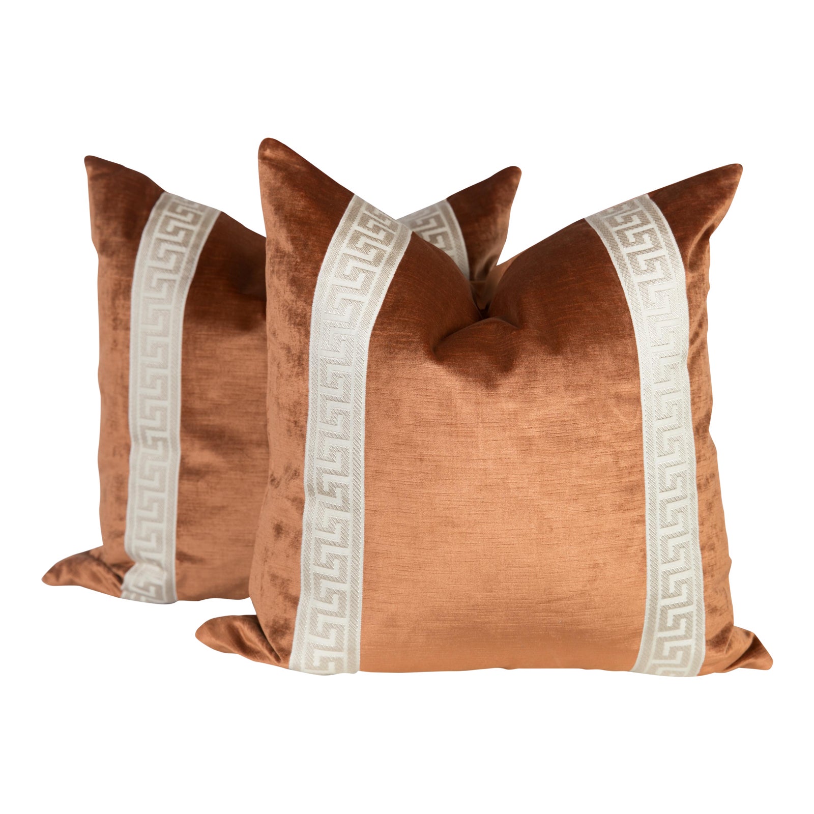 Copper Velvet Greek Key Pillows A Pair Chairish