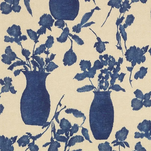 Sample- Schumacher Hugo Floral Fabric in Indigo For Sale