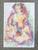Drawing from the model - Gestural study of the beauty of a woman sitting quietly daydreaming. Oil pastel, cray-pas and...