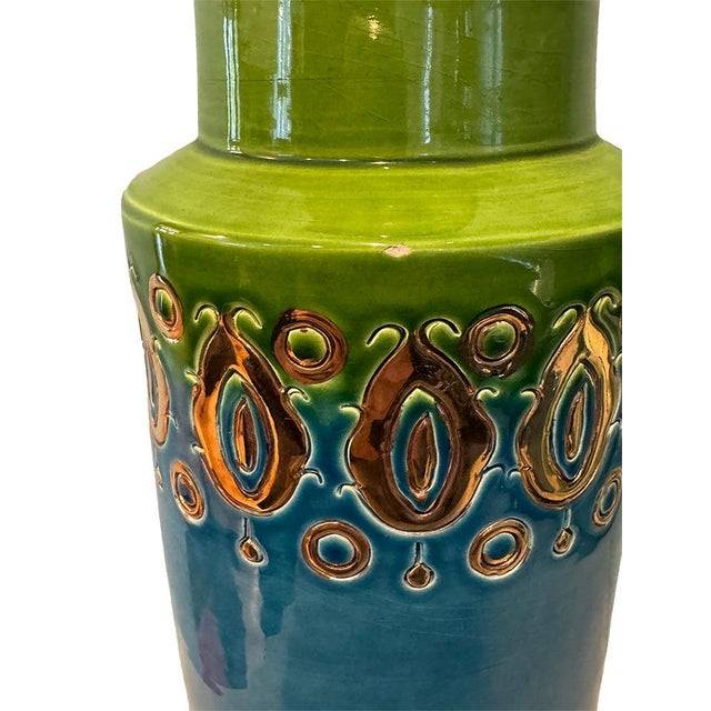 Gorgeous Italian Bitossi “Soraya” Glazed, Gold-Decorated Vase by Aldo Londi (Rosenthal Netter) For Sale - Image 16 of 17