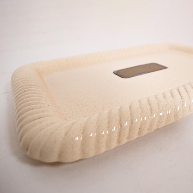 Tommaso Barbi Midcentury Ceramic and Brass Serving Tray by Tommaso Barbi, Italy 1970s For Sale - Image 4 of 8