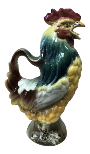 C.1900 French Majolica Rooster Pitcher Keller and Guerin Saint Clement