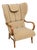 Swedish Modern Wingback Chair with Leather Details, 1940s For Sale