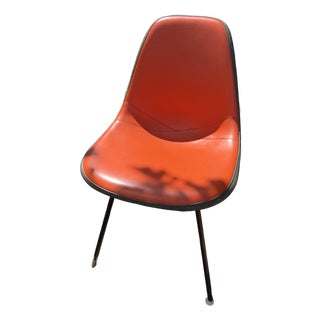 Vintage Herman Miller Fiberglass Shell DSX Side Chair by Summit With Original Orange Upholstery For Sale