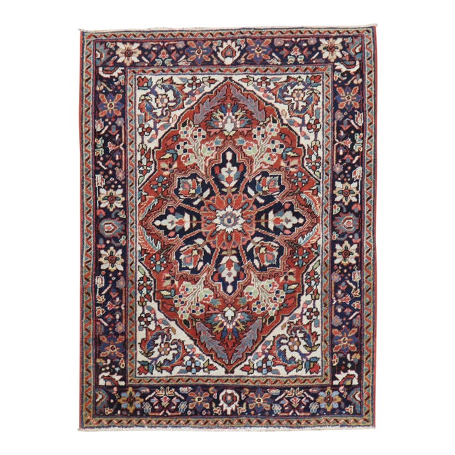 Traditional Antique Heriz Rug, 3'3'' X 4'4'' For Sale