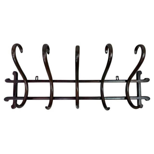Brown Antique Bentwood No. 1 Wall-Mounted Coat Rack from Gebrüder Thonet, 1890s For Sale - Image 8 of 8
