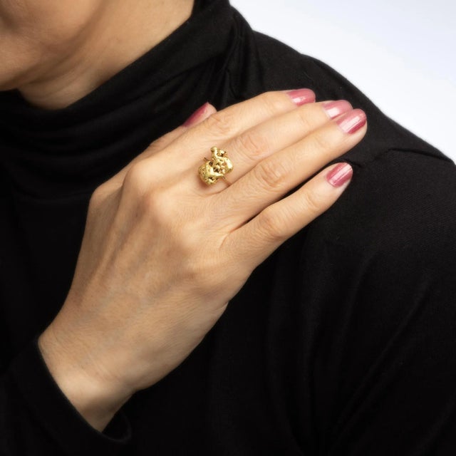 Late 19th Century Antique Victorian Gold Nugget Conversion Ring 14k Vintage Mined Jewellery Estate size 5.5 For Sale - Image 5 of 5
