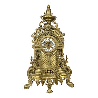 Vintage Brass Mantel Clock For Sale