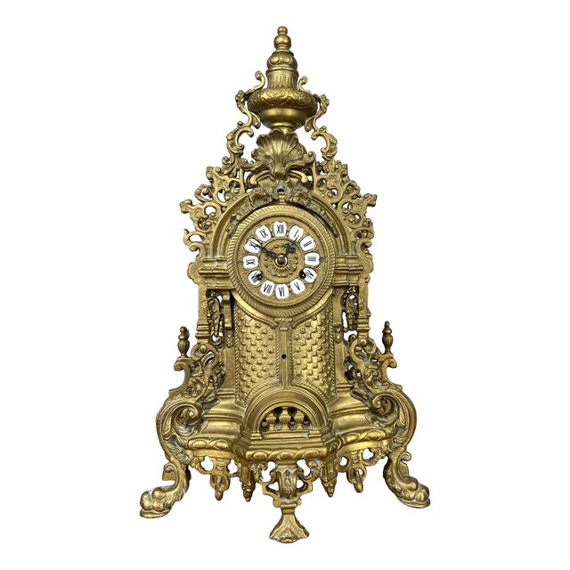 Vintage Brass Mantel Clock For Sale