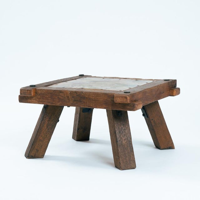 Brutalist Brutalist Copper and Oak Side Table, 1970s For Sale - Image 3 of 15