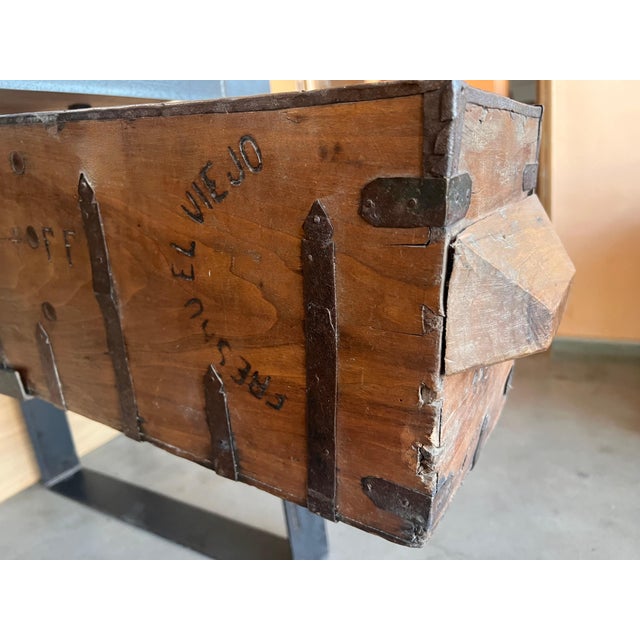 Mid 20th Century Oak Kitchen Island, Butcher Block, Industrial Work Table Cast Iron For Sale - Image 9 of 18