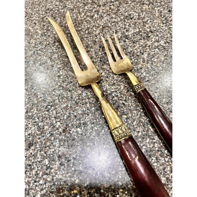 Vintage Siam Thai Flatware and Cutlery Set | Brass + Rosewood For Sale - Image 11 of 11