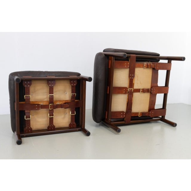 Brown Set of Mid-Century Modern Scandinavian Safari Lounge Chair and Ottoman by Bruksbo, 1970s For Sale - Image 8 of 18