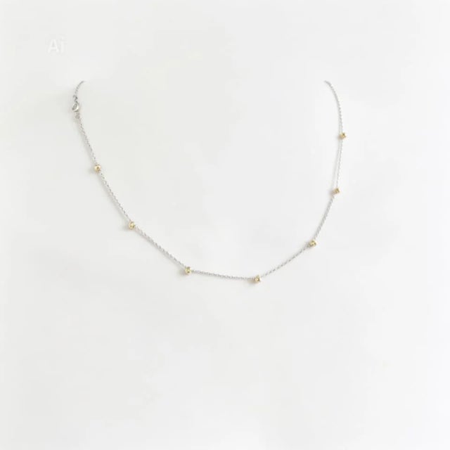 Contemporary Late 20th Century 14K White Gold Yellow Diamond Station Necklace Estate For Sale - Image 3 of 3